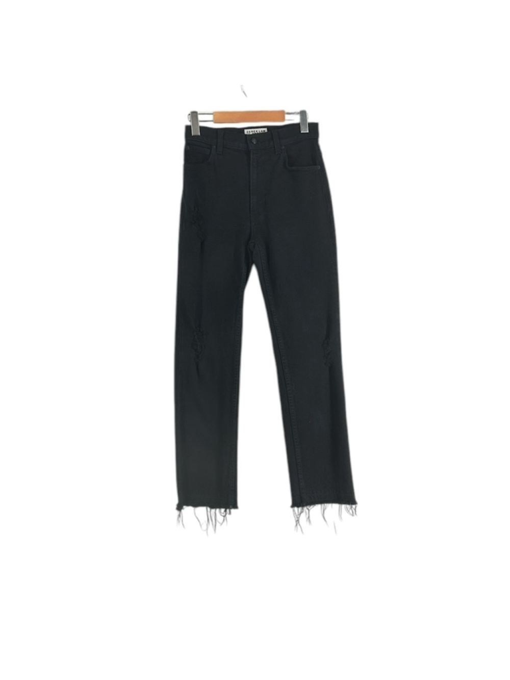 Derek Lam 10 Crosby Denim Black High Rise Raw Hem Straight Leg Jeans Size 26